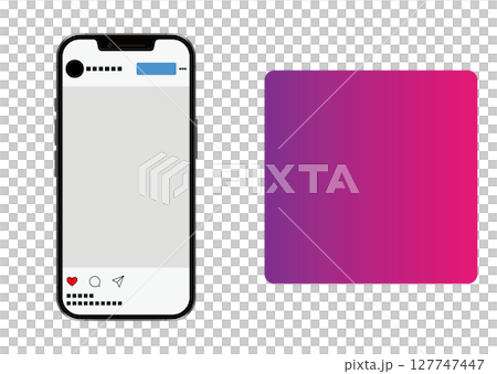 スマートフォンとインスタグラム画面 127747447