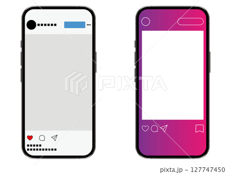 スマートフォンとSNS画面 127747450