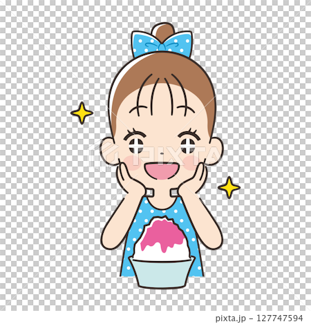 かき氷を食べる女の子 かき氷を食べる女の子 127747594
