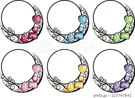 ジュエル風フレーム推し色セット三日月型 127747641