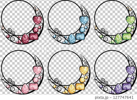 ジュエル風フレーム推し色セット三日月型 127747641