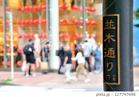 銀座並木通りの道路標示看板 127747698