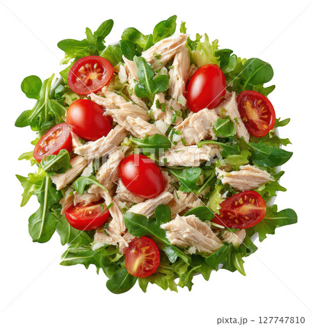 Fresh Chicken Salad with Cherry Tomatoes and Greens, Perfect for Healthy Meals and Delicious Lunch Ideas 127747810