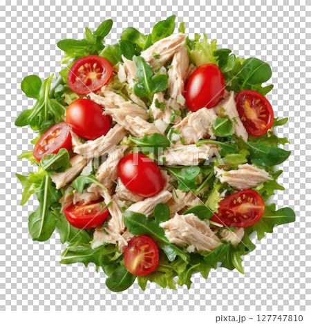 Fresh Chicken Salad with Cherry Tomatoes and Greens, Perfect for Healthy Meals and Delicious Lunch Ideas 127747810