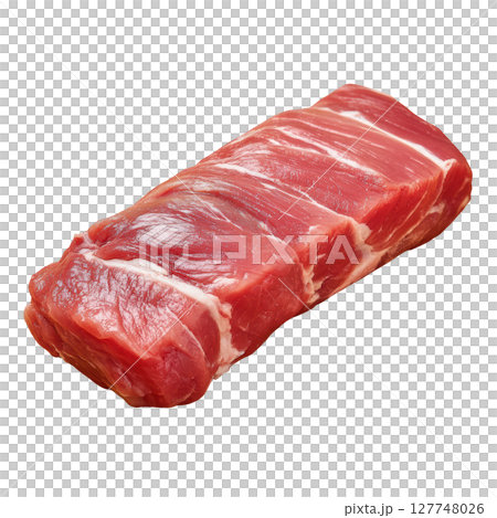 Fresh Pork Tenderloin Cut on White Background Ready for Cooking and Preparation in Culinary Arts 127748026