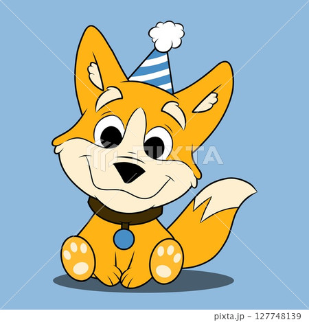 Cute corgi in birthday hat 127748139