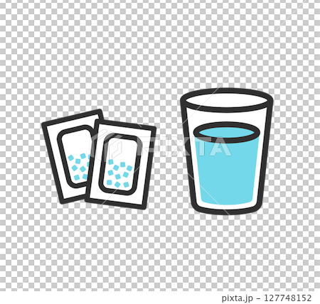 Illustrations of powder medicine, granules, oral medication, and oral medication Illustrations of powder medicine, granules, oral medication, and oral medication 127748152