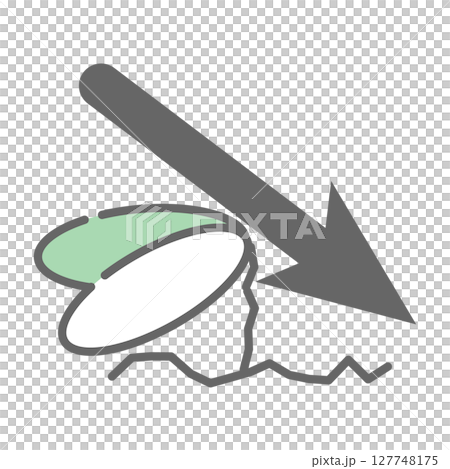 Icon of a fallen dead sprout with a down arrow Icon of a fallen dead sprout with a down arrow 127748175