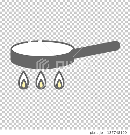 Frying pan icon with three flames 127748190