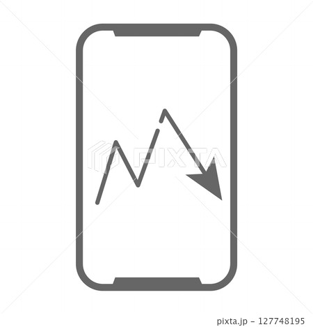 下降グラフ表示のスマートフォンアイコンイラスト 127748195