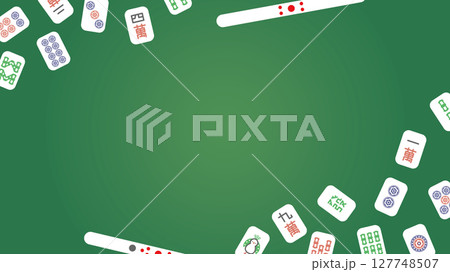 麻雀フレーム素材緑グラデーション 127748507