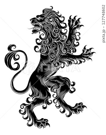 Heraldic Coat of Arms Crest Rearing Heraldry Lion 127748602