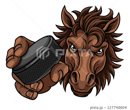 Horse Mustang Stallion Ice Hockey Sports Mascot 127748604