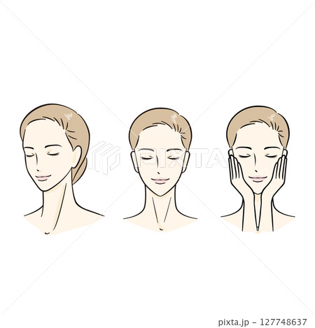 スキンケアをする女性 セット スキンケアをする女性 セット 127748637