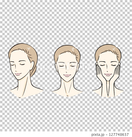 Women doing skin care set Women doing skin care set 127748637