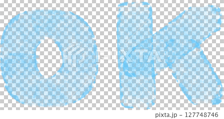 冰藍色OK字母插畫 冰藍色OK字母插畫 127748746