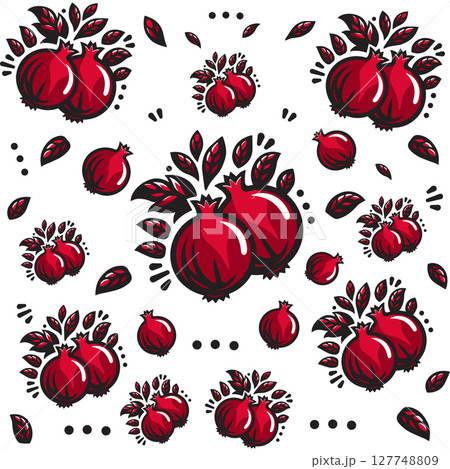 Pomegranate Seamless Pattern Flat Vector Illustration Pomegranate Seamless Pattern Flat Vector Illustration 127748809