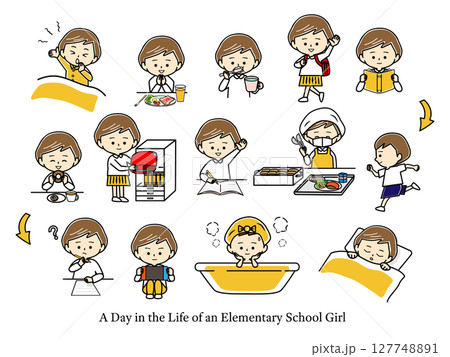 小学生の女の子の一日のセット 小学生の女の子の一日のセット 127748891