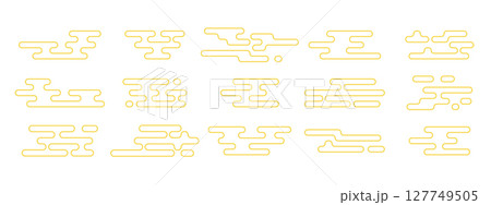Asian outline cloud ornament collection. Japanese and Chinese style abstract cloud motifs. Vector graphic set. Asian outline cloud ornament collection. Japanese and Chinese style abstract cloud motifs. Vector graphic set. 127749505
