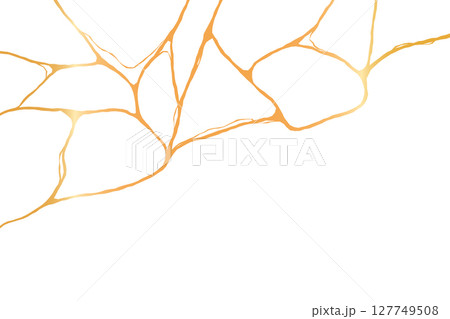 Japanese kintsugi gold crack bg. Luxury marble texture with golden lines. Modern vector illustration. Japanese kintsugi gold crack bg. Luxury marble texture with golden lines. Modern vector illustration. 127749508