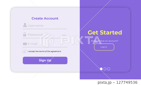 Register Form System Interface UI register form. Simple user sign up interface...のイラスト素材 [127749536 ...
