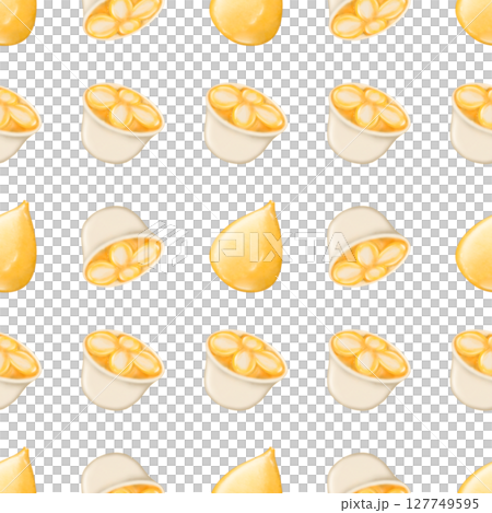 Seamless pattern of Thai Traditional Desserts Cute Collection hand drawn style illustrations on  transparent background. 127749595