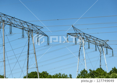 Electricity pylon and nature, real life photo Electricity pylon and nature, real life photo 127749649