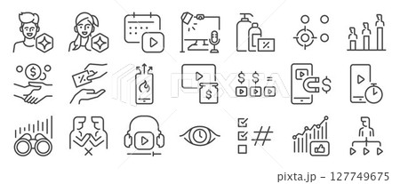 influencer icon set. It included creator, content, social media, marketing, and more icons influencer icon set. It included creator, content, social media, marketing, and more icons 127749675