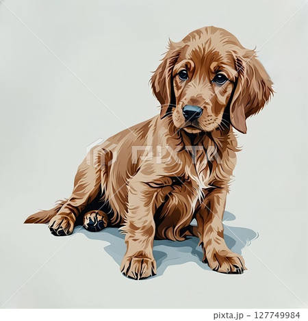 何かが気になる様子の仔犬アイリッシュセッター 127749984