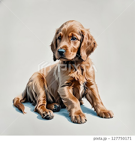 遠くを見つめる仔犬アイリッシュセッター 遠くを見つめる仔犬アイリッシュセッター 127750171