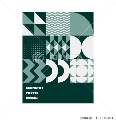 クリエイティブな幾何学模様のポスターデザイン シンプルモダンな背景 緑 深緑 白 クリエイティブな幾何学模様のポスターデザイン シンプルモダンな背景 緑 深緑 白 127750304