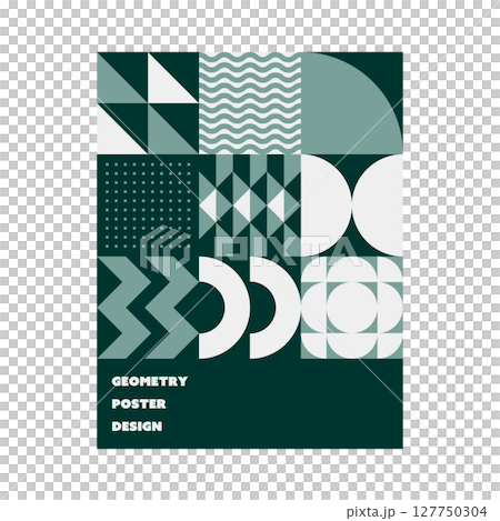 クリエイティブな幾何学模様のポスターデザイン シンプルモダンな背景 緑 深緑 白 クリエイティブな幾何学模様のポスターデザイン シンプルモダンな背景 緑 深緑 白 127750304