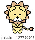 お辞儀をするライオンのキャラクター／謝罪・挨拶・接客・ビジネスシーンに使える素材 127750505