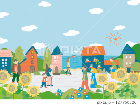 ひまわりの咲くまち 127750526