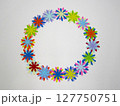 カラフルなカット花のフレーム　まる 127750751