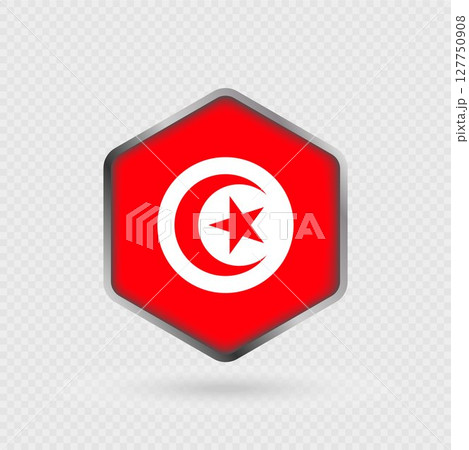 Tunisia Flag Icon in Hexagon Shape. 127750908