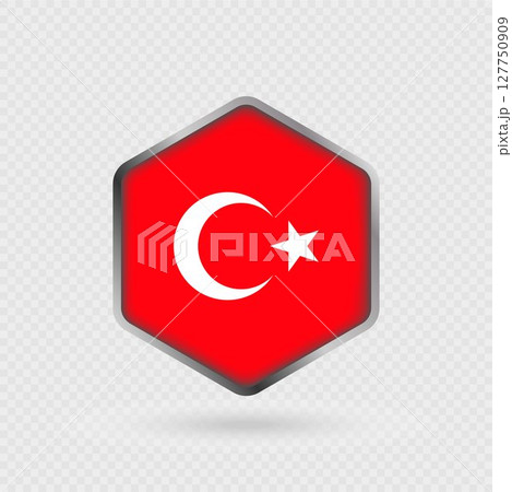 Turkey Flag Icon in Hexagon Shape. 127750909