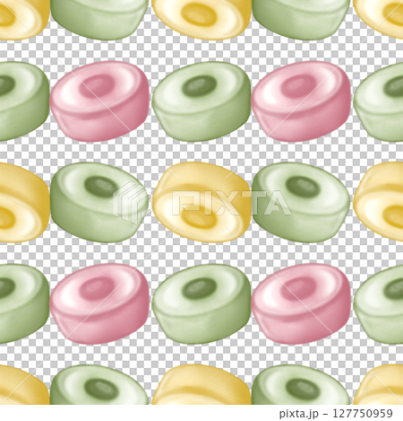 Seamless pattern of Thai Traditional Desserts Cute Collection hand drawn style illustrations on transparent background. Seamless pattern of Thai Traditional Desserts Cute Collection hand drawn style illustrations on transparent background. 127750959