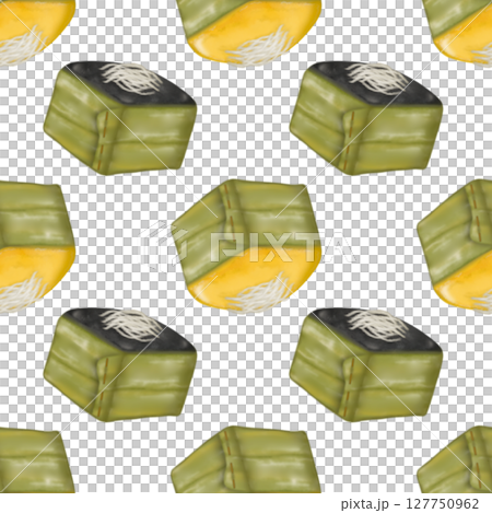 Seamless pattern of Thai Traditional Desserts Cute Collection hand drawn style illustrations on  transparent background. 127750962