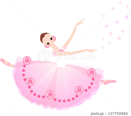 バレエを踊るバレリーナ　ピンク色の衣装 127750968