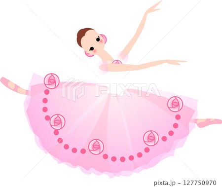 バレエを踊るバレリーナ　ピンク色の衣装 127750970