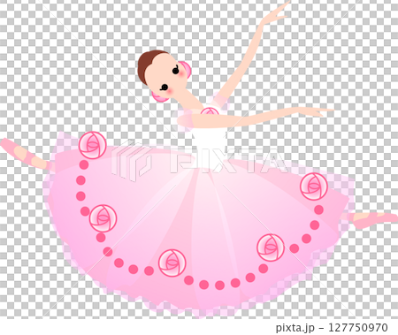 バレエを踊るバレリーナ　ピンク色の衣装 127750970