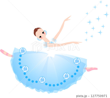 バレエを踊るバレリーナ　水色の衣装 127750971