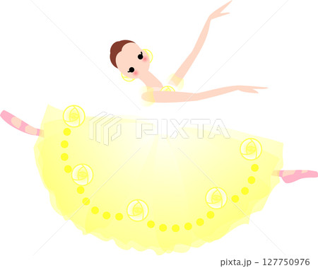 バレエを踊るバレリーナ　黄色い衣装 127750976