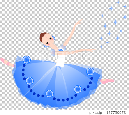バレエを踊るバレリーナ　青色の衣装 127750978