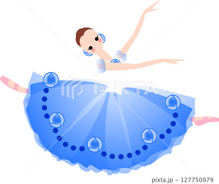 バレエを踊るバレリーナ　青色の衣装 127750979
