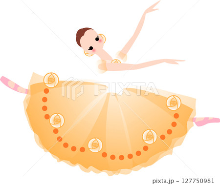 バレエを踊るバレリーナ　オレンジ色の衣装 127750981