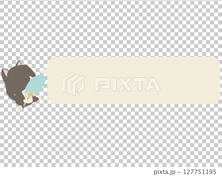 うちわで扇ぐハチワレ猫。吹き出し付き 127751195