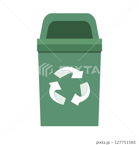 Green Recycling Bin with Recycling Symbol 127751568