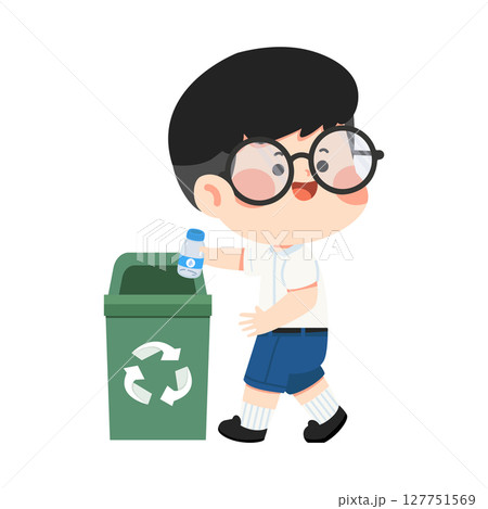 Boy Recycling Plastic Bottle Illustration Boy Recycling Plastic Bottle Illustration 127751569